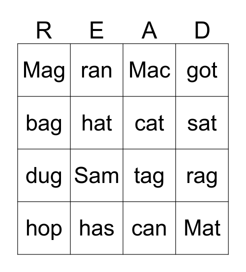 Read Bingo Card