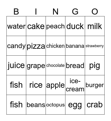 Food bingo Card