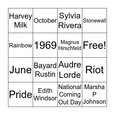 History of Pride Bingo Card