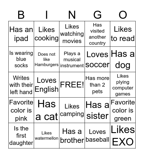 People Bingo Card