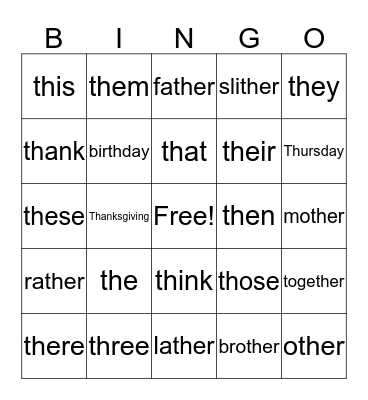 Th Bingo Card