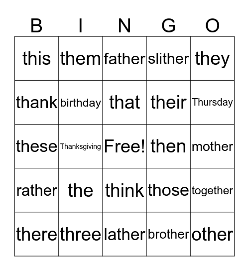 Th Bingo Card