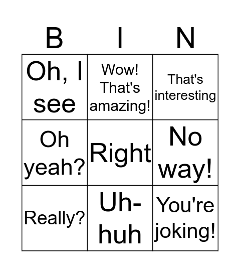 Video Bingo Card