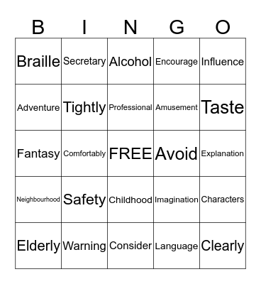 LESSON 5 and LESSON 6 Bingo Card