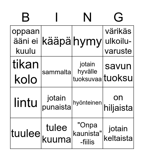 Ruskaretkibingo Card