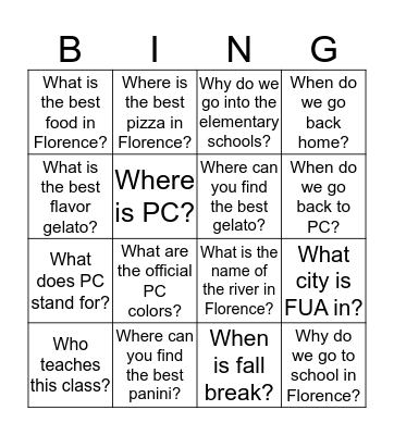 Bingo with a Twist! Bingo Card