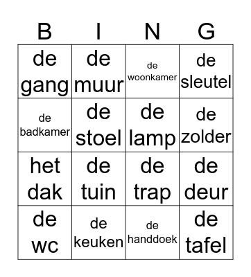 Het huis Bingo Card