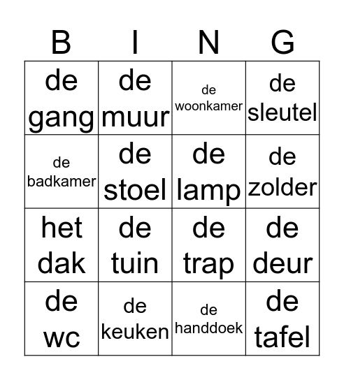 Het huis Bingo Card