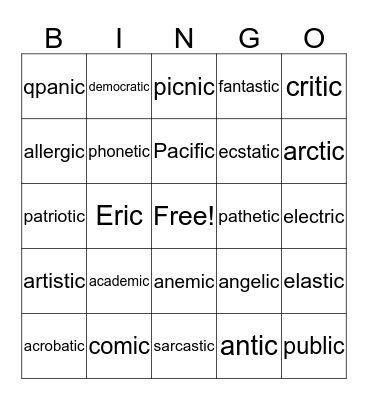 ic Bingo Card