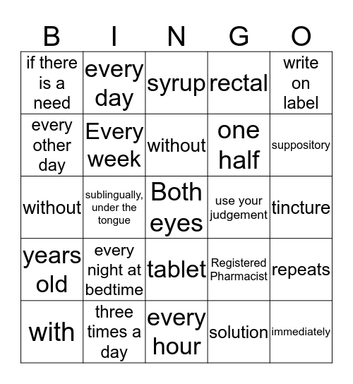 Bingo: Abbreviations 101-150 Bingo Card