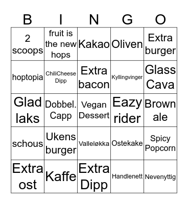 Mandags bingo Card