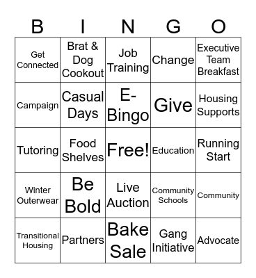 RPU United Way E-Bingo Card