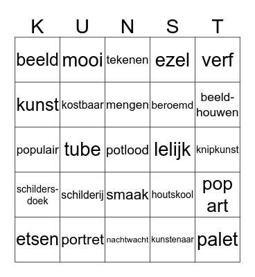 Kunstbingo! Bingo Card
