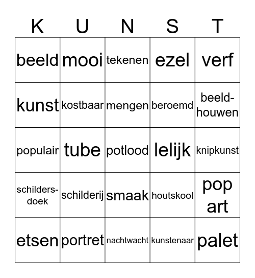 Kunstbingo! Bingo Card