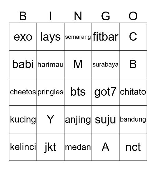 punya risa Bingo Card