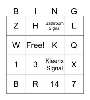 ASL Bingo Card