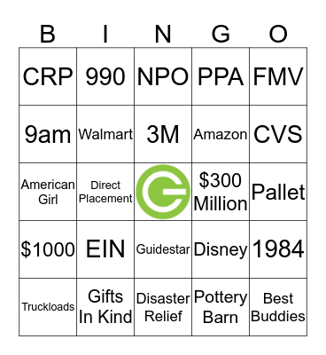 Good 360 Bingo Card