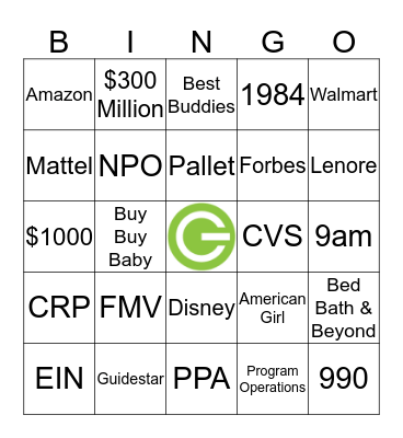 Good 360 Bingo Card