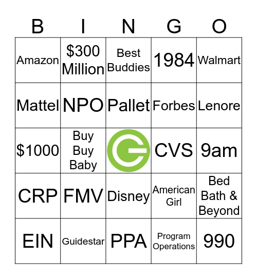 Good 360 Bingo Card