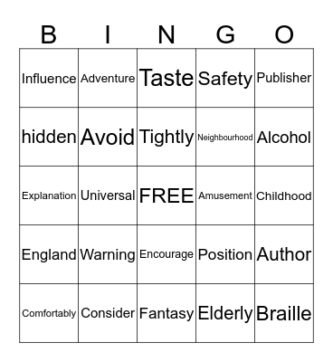 LESSON 5 and LESSON 6 Bingo Card