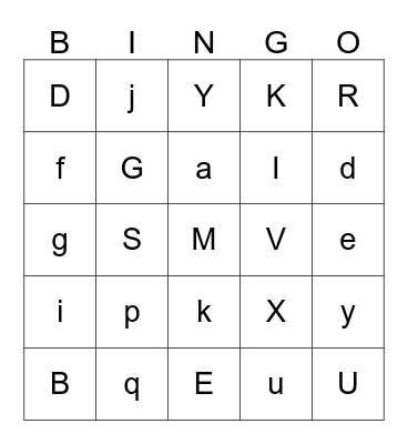 ABC BINGO BONGO Bingo Card