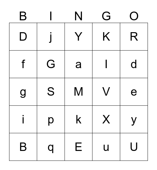 ABC BINGO BONGO Bingo Card