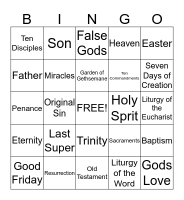 Jesus Bingo Card