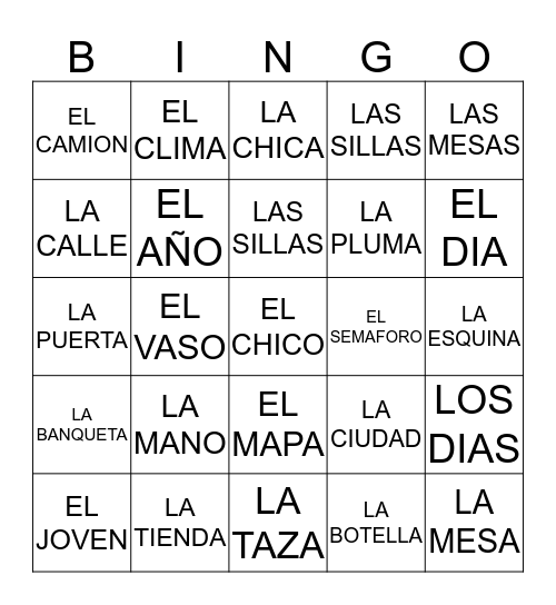 L O T E R I A Bingo Card