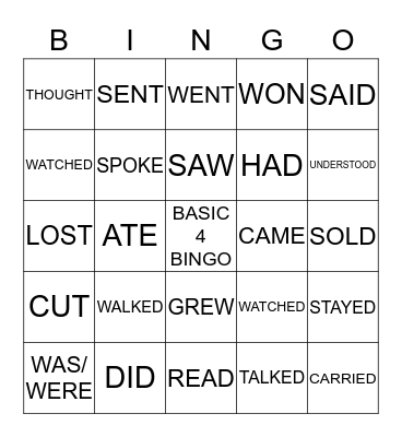 SIMPLE PAST BINGO Card