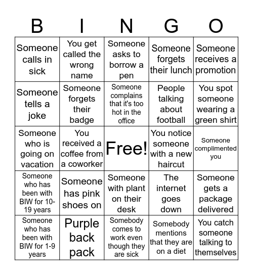 ASG Bingo Card