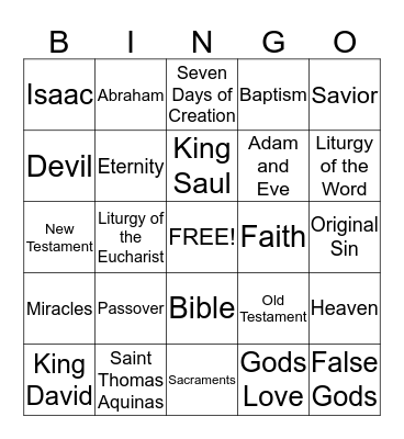 Jesus Bingo Card