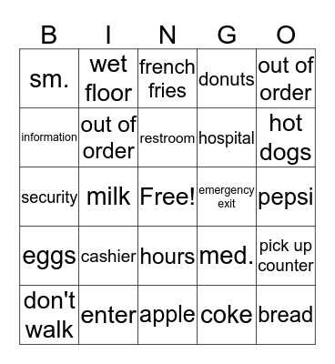 SF Sight Words 1-2 list Bingo Card