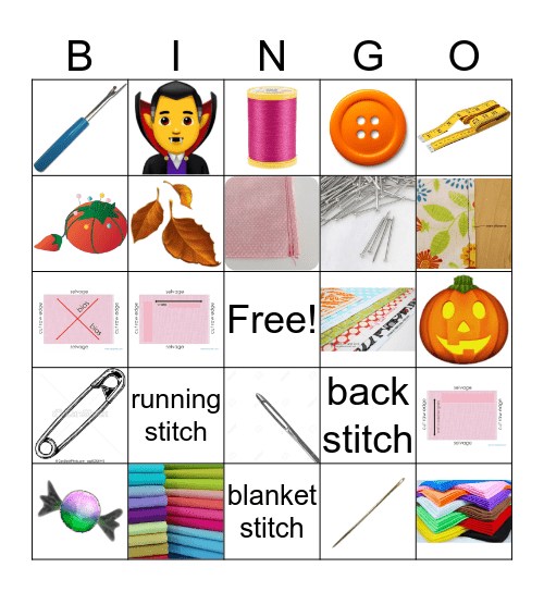 Sewcabulary Bingo Card