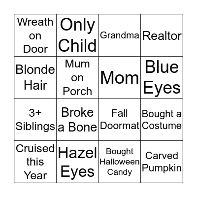 Fall Bingo Card