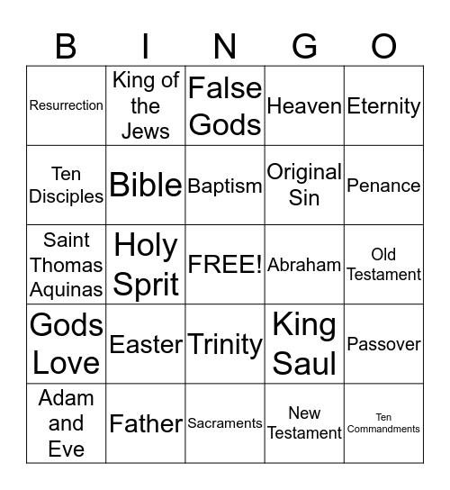 Jesus Bingo Card