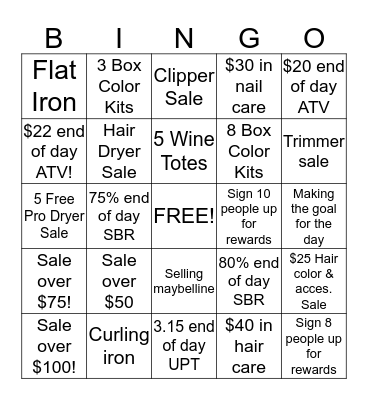 SALLY BEAUTY BINGO! Bingo Card