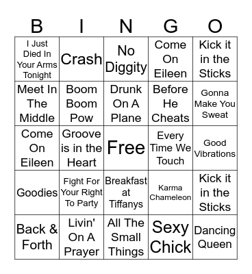 Song Title Bingo Card