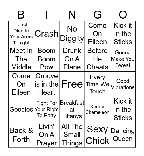 Song Title Bingo Card