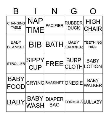 Baby Bingo Card