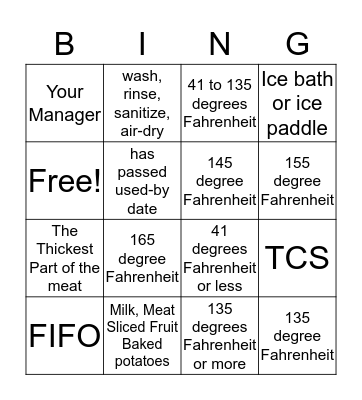 Time and Temperature Bingo Card