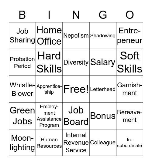 WORK IT! Bingo Card