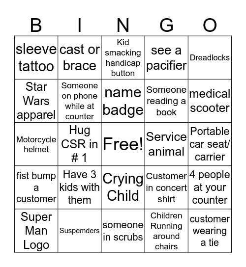 Brian's Blackout Bingo Card