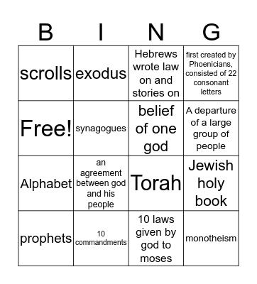 Judaism Bingo Card