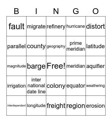 Social Studies Bingo Card