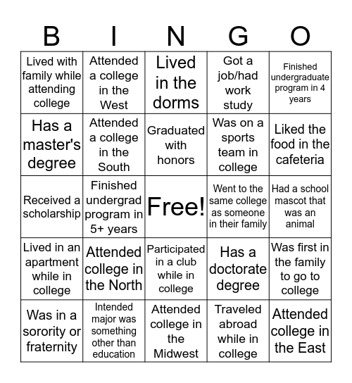 Teacher Bingo Card
