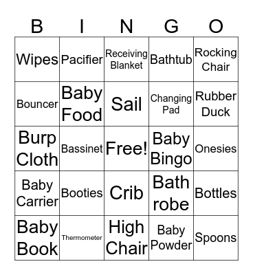 Karter's Baby Shower Bingo Card