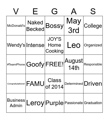 Joy's BINGO  Bingo Card
