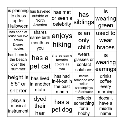 Icebreaker BINGO - Find someone who... Bingo Card