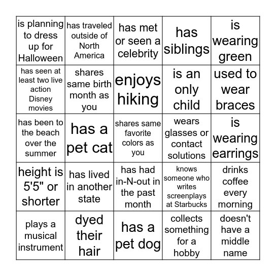 Icebreaker BINGO - Find someone who... Bingo Card