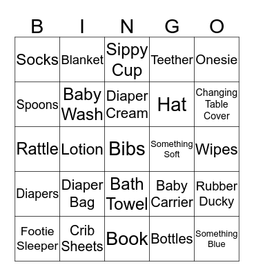 The Griffin's Baby Shower Bingo Card
